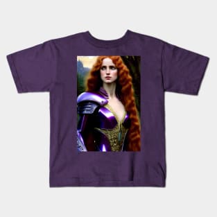 Lady Knight In Purple Armour Kids T-Shirt